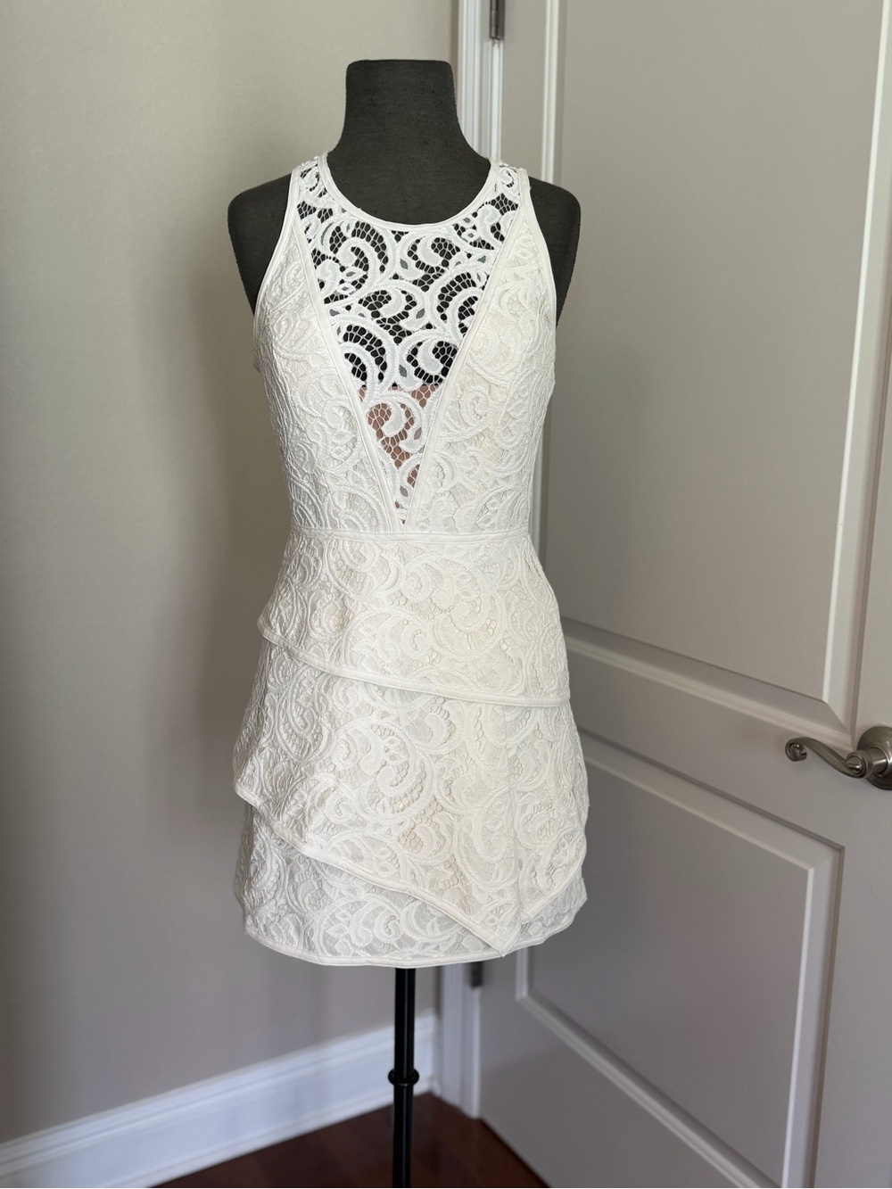 BCBGMaxAzria White Lace Mini Dress